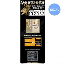 1/32 P-51D Mustang + Wooden Cocpit Floor - Fabric Seat Belts  - wood grain decal included Tamiya