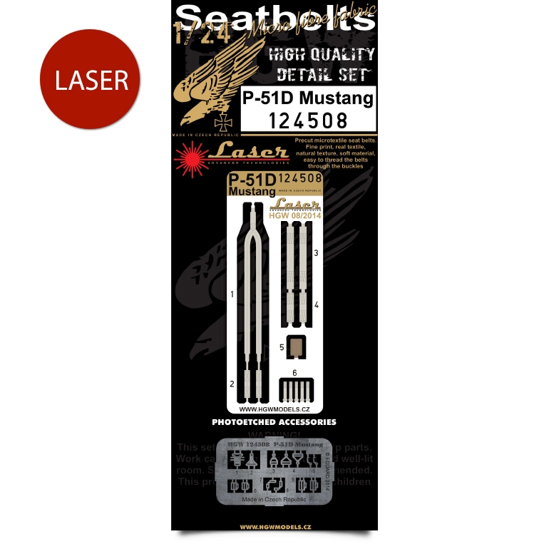 1/24 P-51D Mustang - Fabric Seat Belts - pre-cut (laser) Airfix, Tamiya, Trumpeter