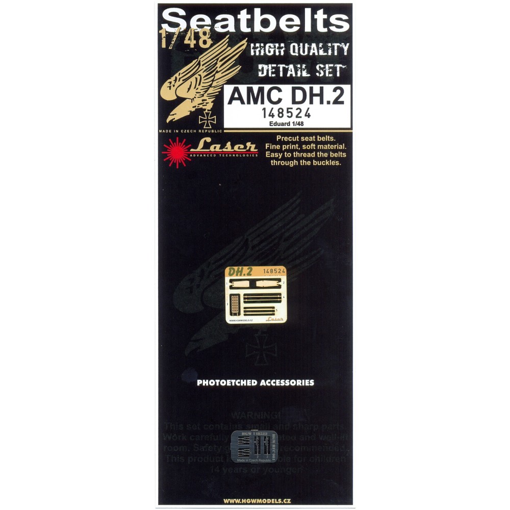 1/48 AMC DH.2 - Microplastic Seat Belts - pre-cut (laser) Eduard