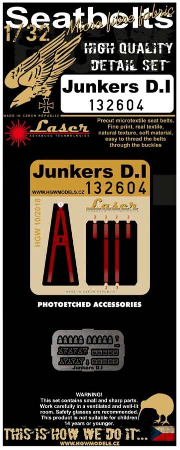 1/32 Junkers D.I - Fabric Seat Belts  - pre-cut (laser) 