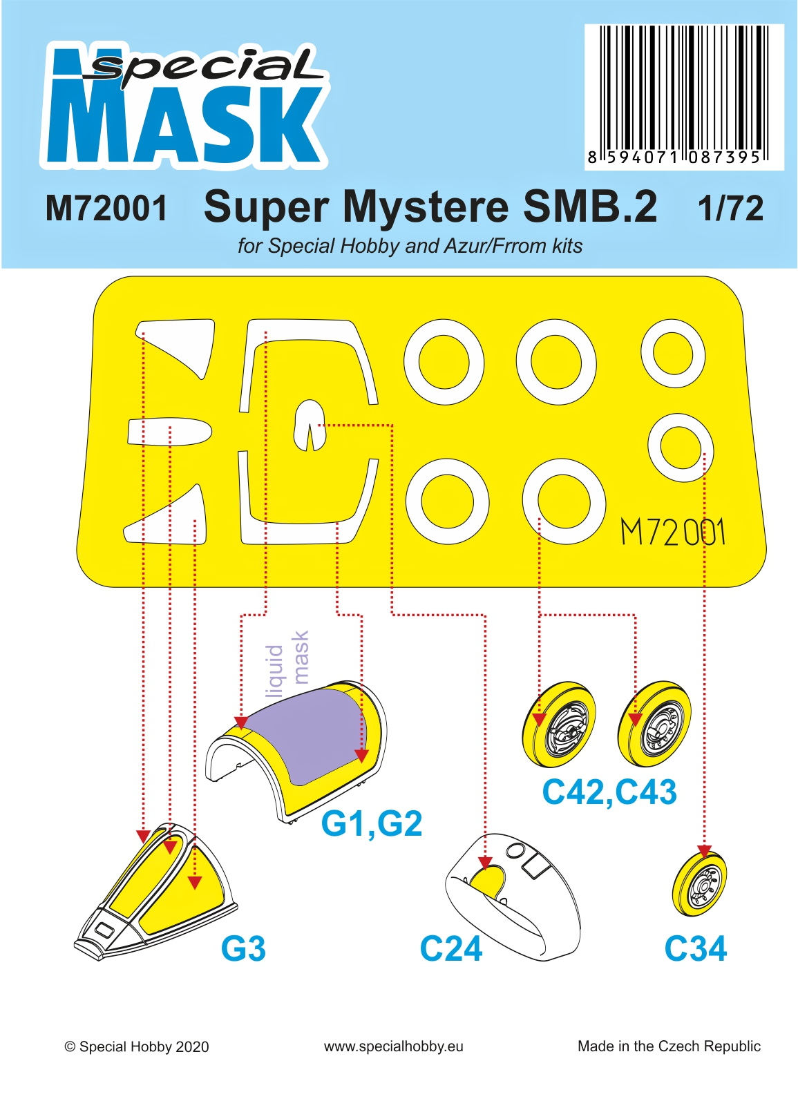 Maska pro plastikový model 1/72 SMB-2 Super Mystere