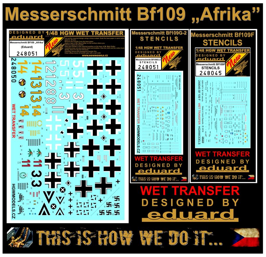 1/48 Messerschmitt Bf 109 "Afrika" - Markings - Wet Transfers - Eduard