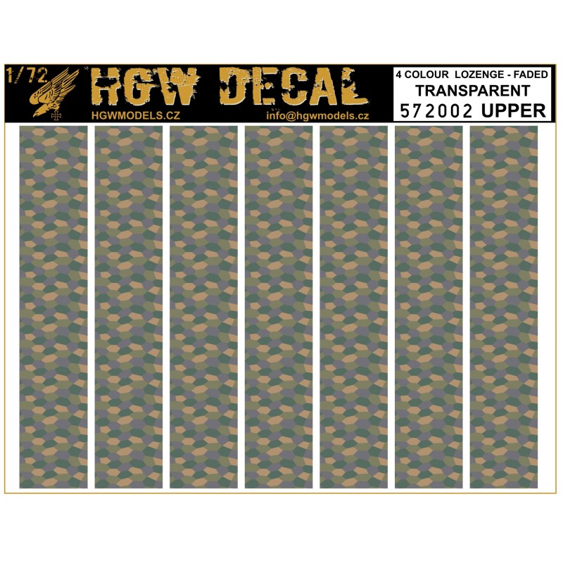 1/72 4 Colour Lozenge Upper - Decals Wood Grain - transparent sheet: A5