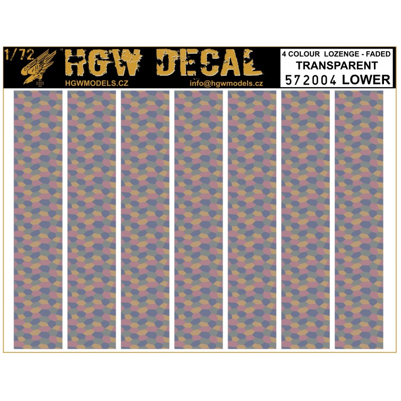 1/72 4 Colour Lozenge Lower - Decals Wood Grain - transparent sheet: A5