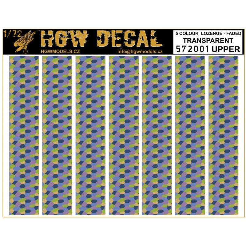 1/72 5 Colour Lozenge Upper - Decals Wood Grain - transparent sheet: A5