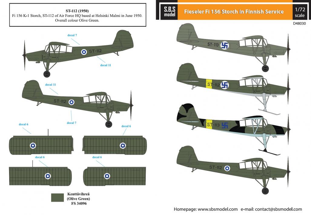 1/48 Fieseler Fi-156 Storch Finnish Air Force - Decals for Tamiya