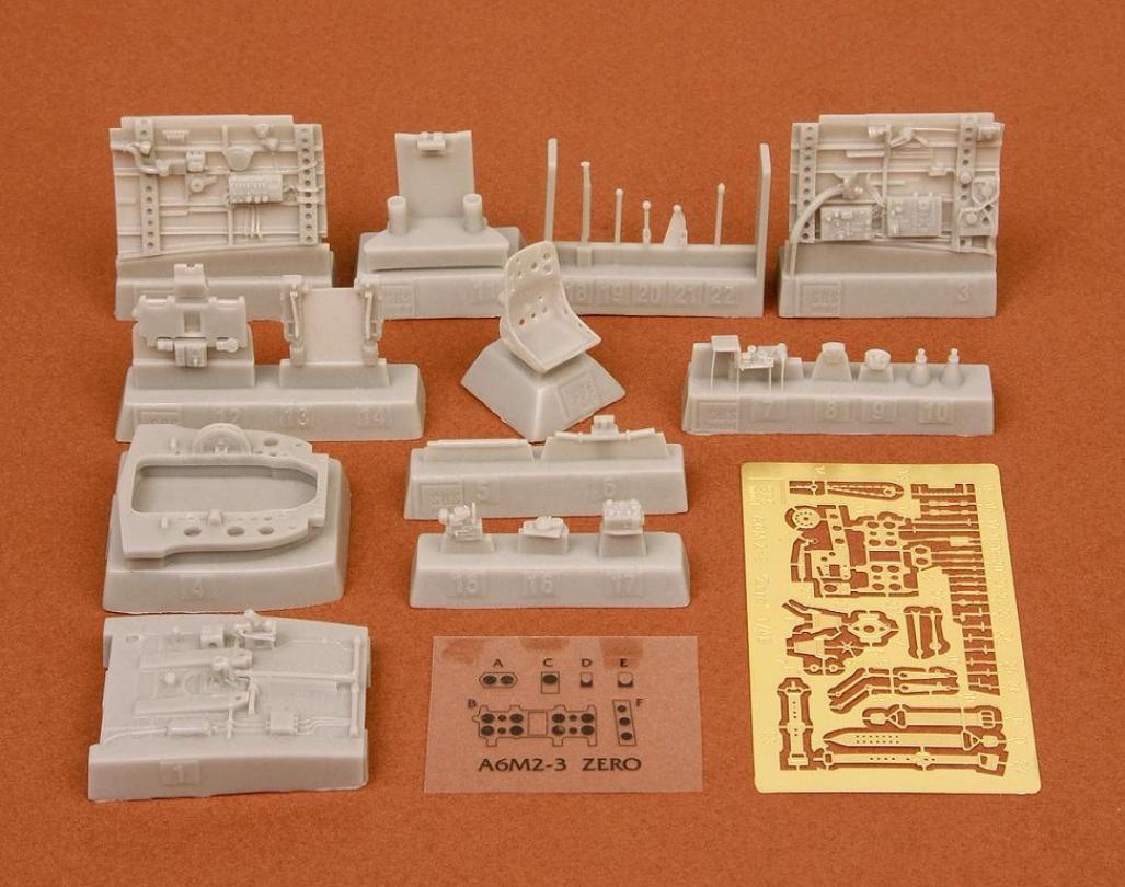 1/48 A6M2 Zero (Zeke) cockpit set - Resin + PE for Hasegawa