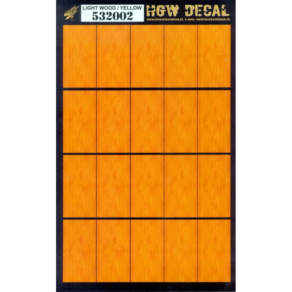 1/32 Light Wood - Yellow Tone - Decals Wood Grain - transparent 20 pc. of 60 x 32 mm