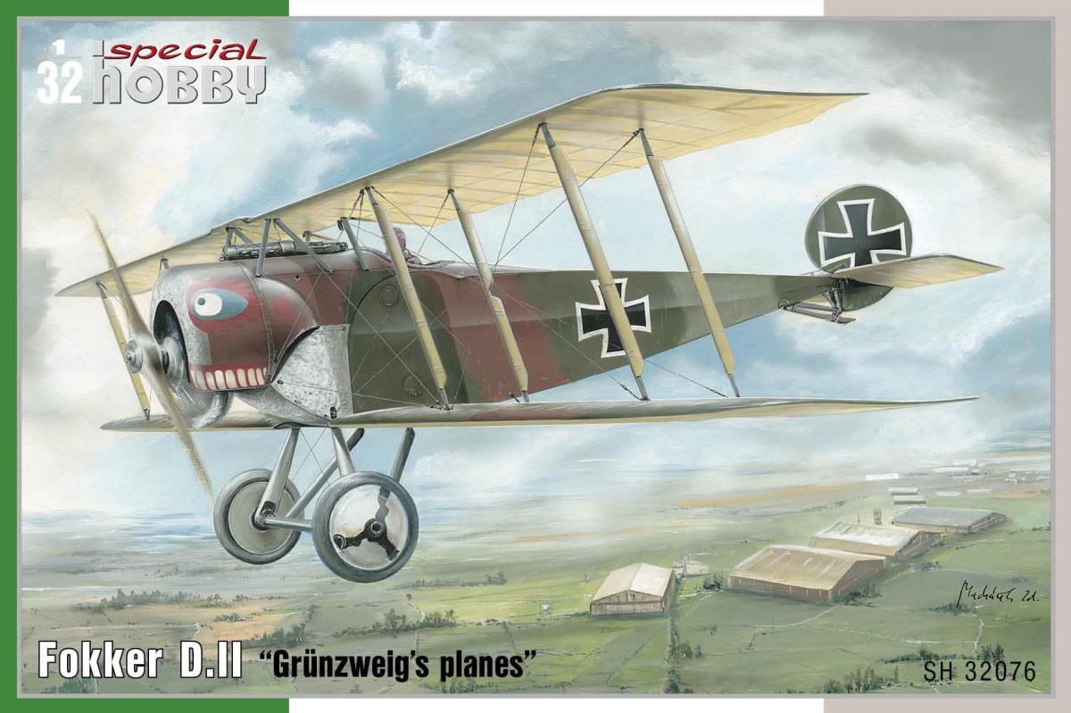 Plastikový model letadla 1/32 Fokker D.II Grünzweig`s Planes