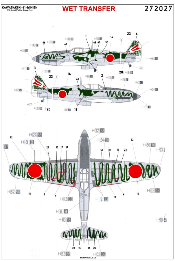 1/72 Ki-61-Id - Camouflage - Wet Transfers - Capitan Teruhiko Kobayashi 1945