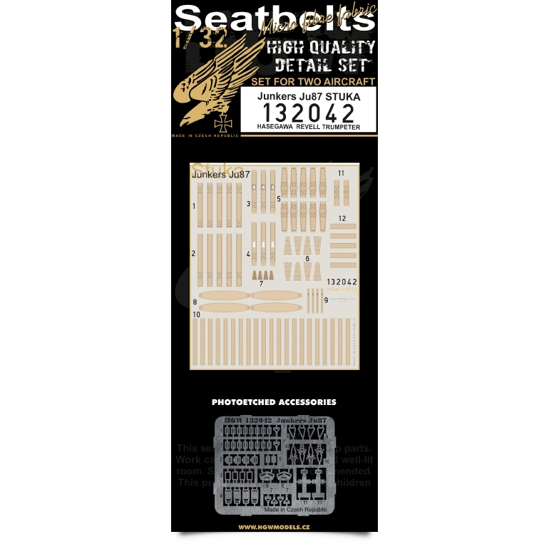 1/32 Junkers Ju 87D/Ju 87G Stuka - Fabric Seat Belts  - 2 sets Hasegawa, Revell