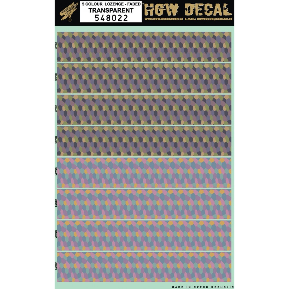 1/48 5 Colour Lozenge - Faded - Decals Wood Grain - transparent upper & lower sheet: A4