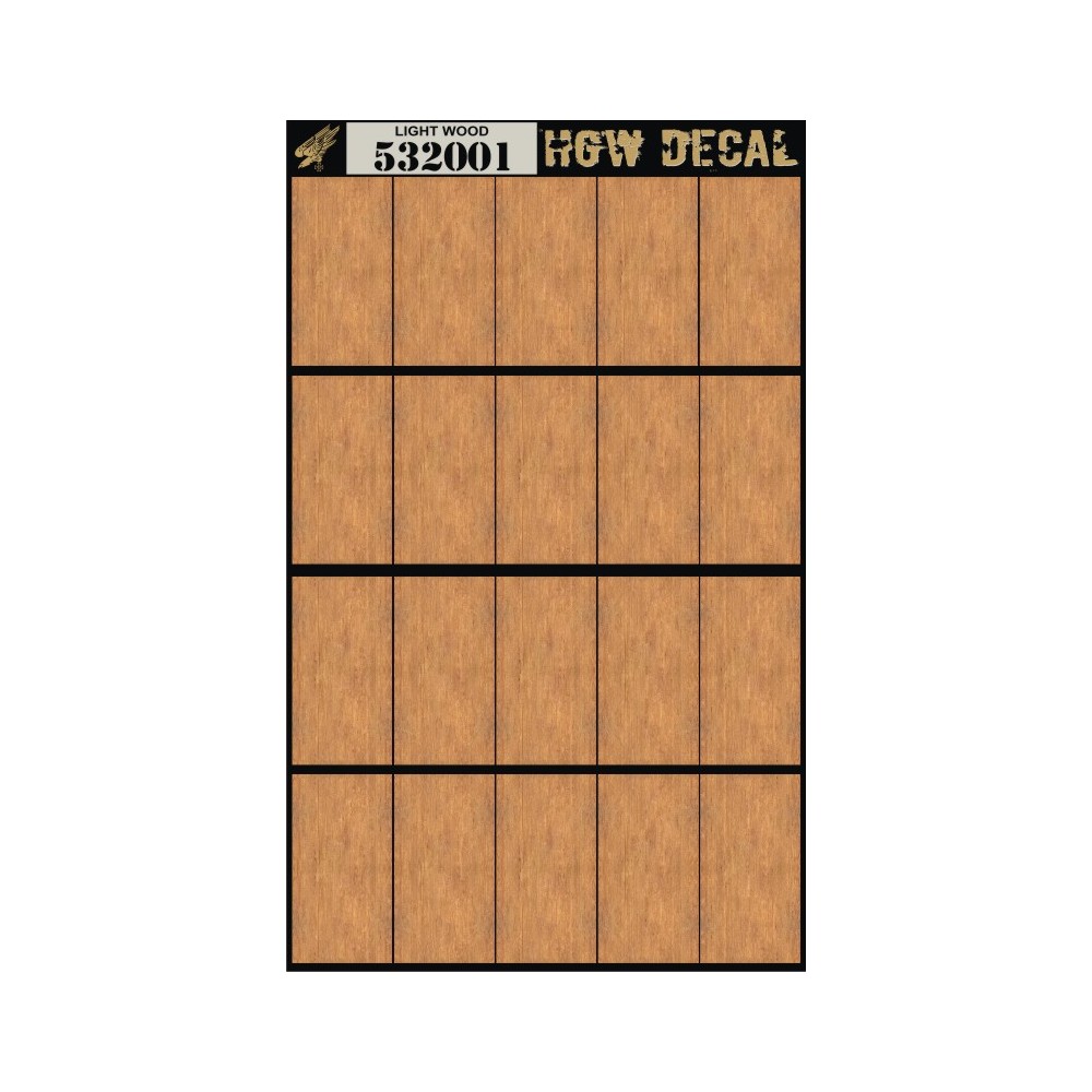 1/32 Light Wood - Natural Tone - Decals Wood Grain - transparent 20 pc. of 60 x 32 mm