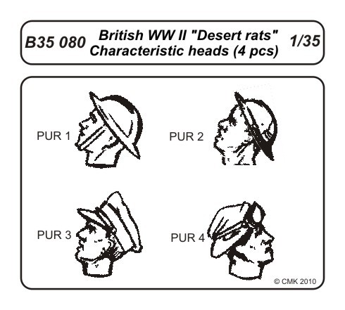 1/35 British WWII Desert rats-character.heads 4pcs