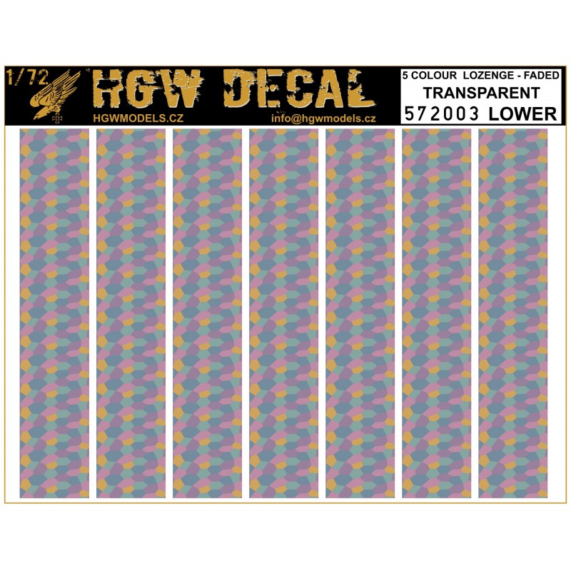 1/72 5 Colour Lozenge Lower - Decals Wood Grain - transparent sheet: A5