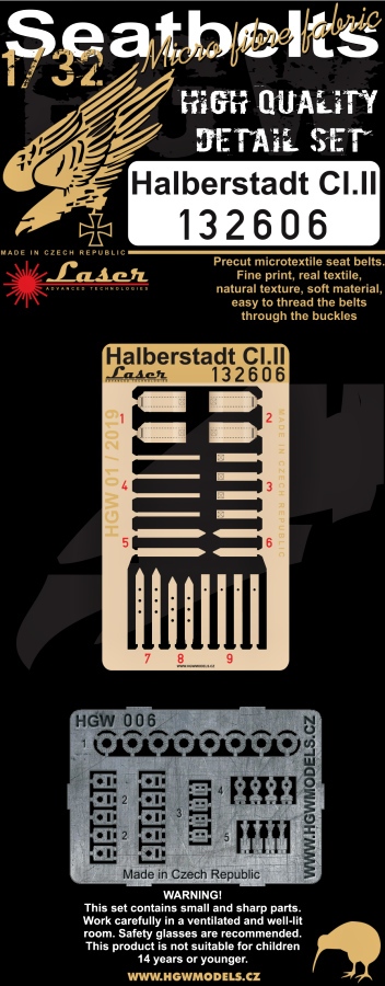 1/32 Halberstadt CI.II - Fabric Seat Belts  - pre-cut (laser)