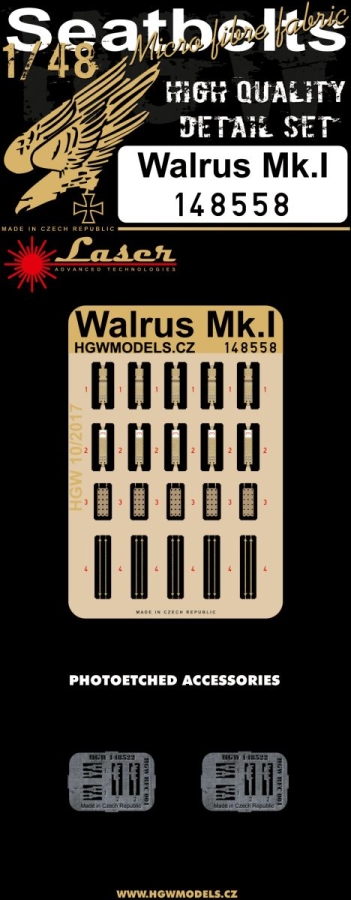 1/48 Walrus Mk.I - Microplastic Seat Belts - pre-cut (laser)