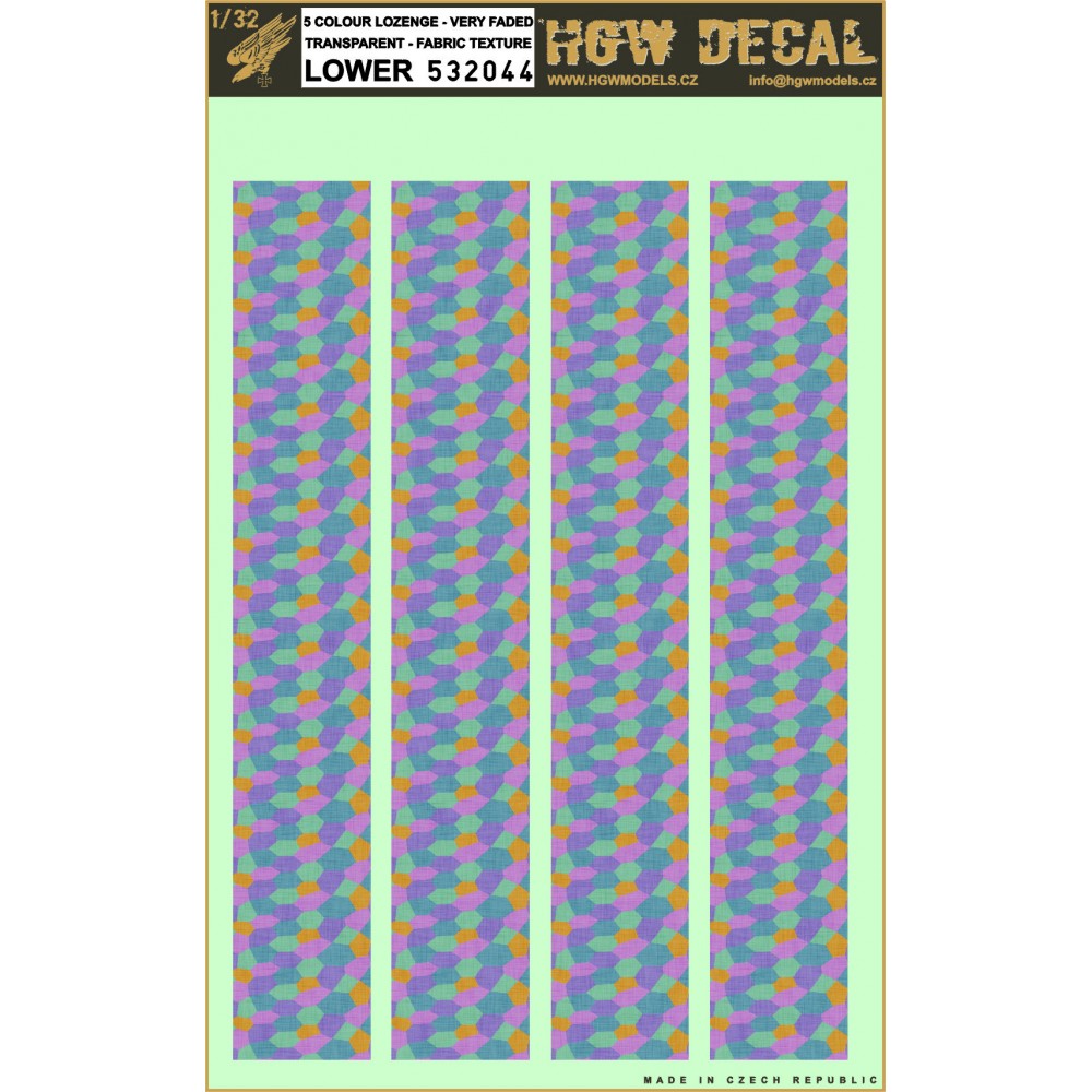 1/32 5 Colour Lozenge - Canvas texture - Decals Wood Grain - transparent lower sheet: A4