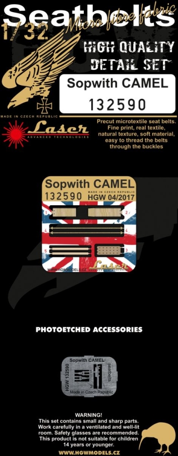 1/32 Sopwith Camel - Fabric Seat Belts  - pre-cut (laser) Wingnut Wings