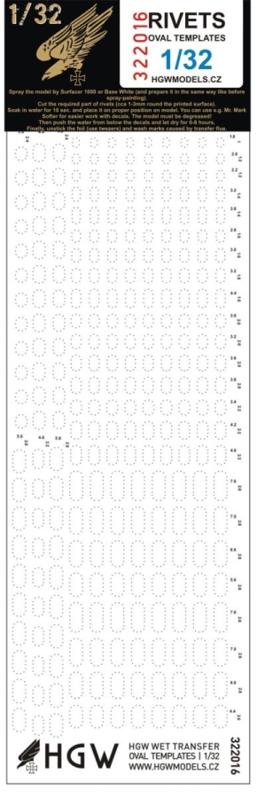 1/32 Oval Templates - Free Lines of Rivets - oval patterns in 1/32 scale