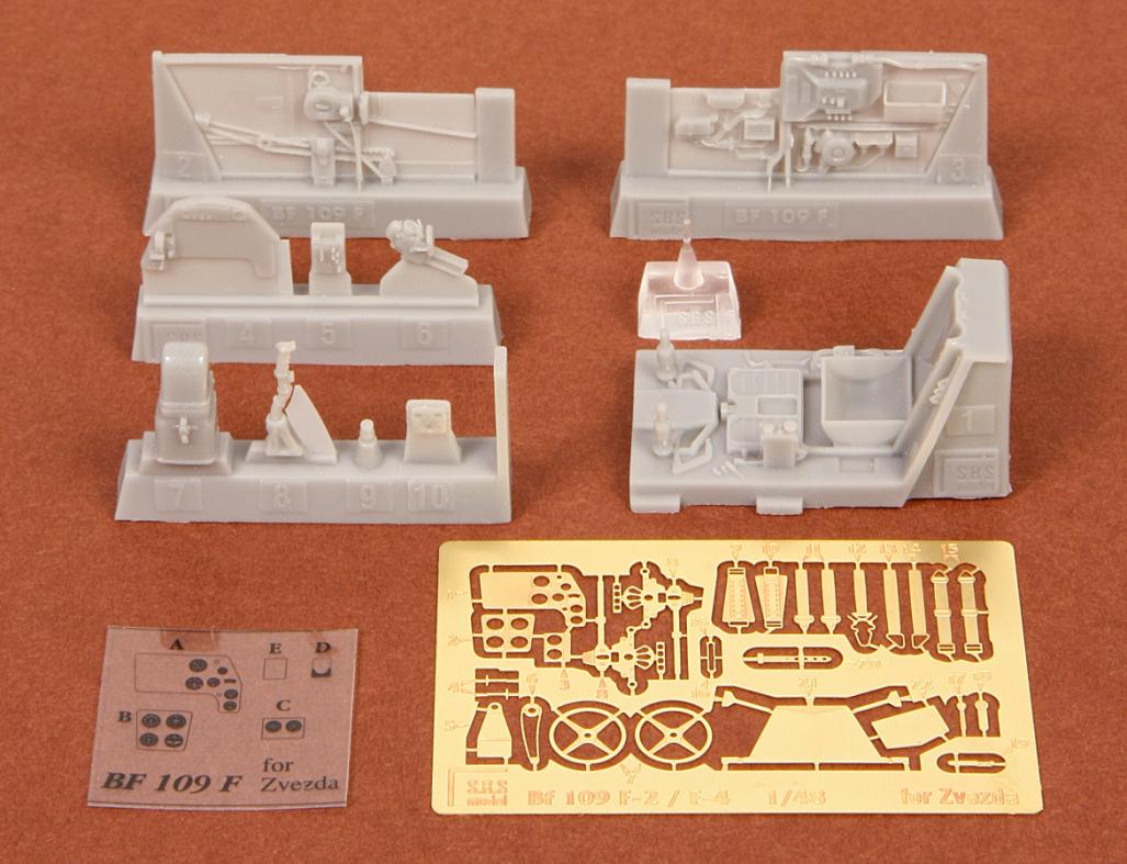 1/48 Bf-109F-2/F-4 cockpit set - Resin+PE for Zvezda