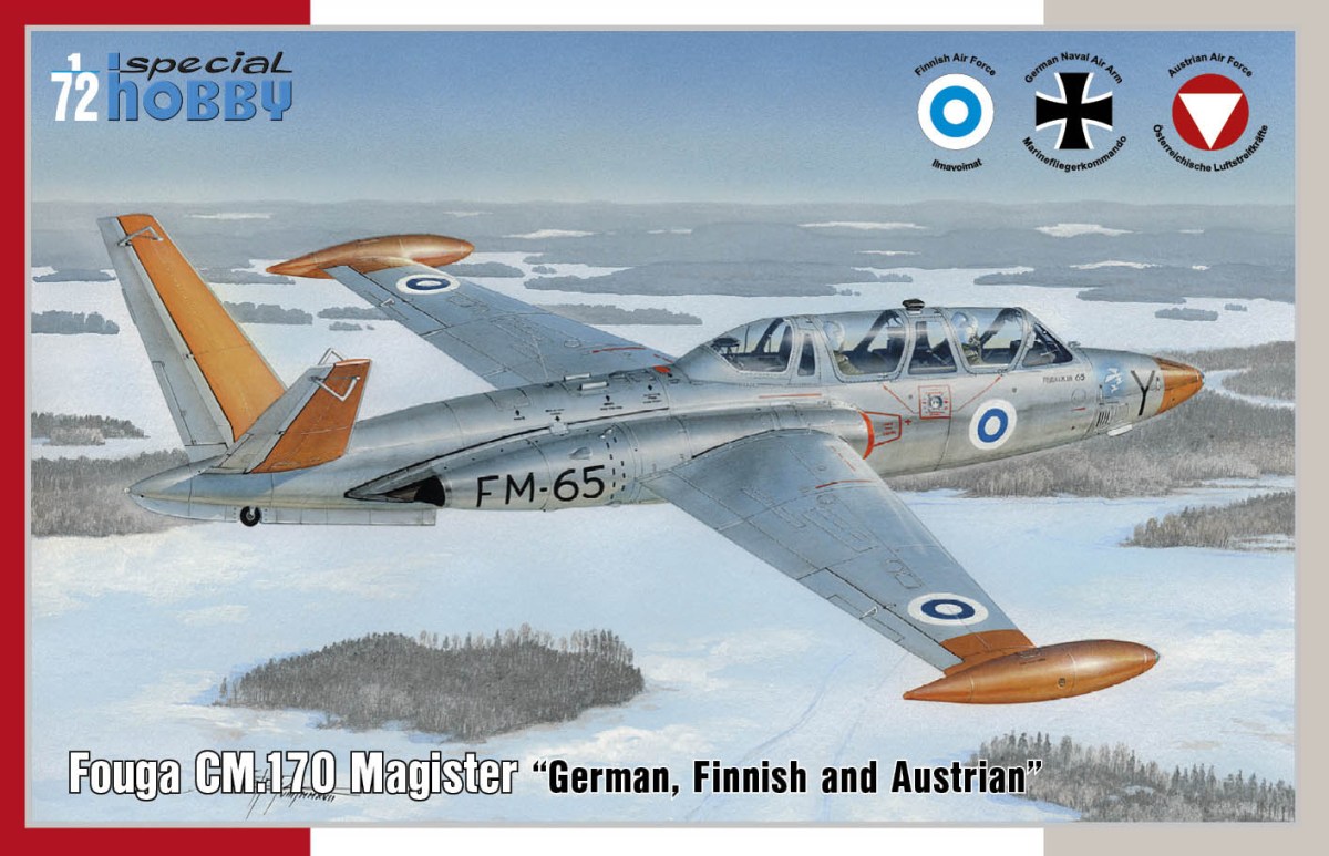 Plastikový model letadla 1/72 Fouga CM.170 Magister German, Finnish and Aus