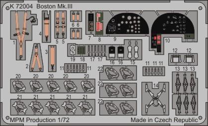 Sada fotoleptů pro plastikový model 1/72 Boston Mk.II