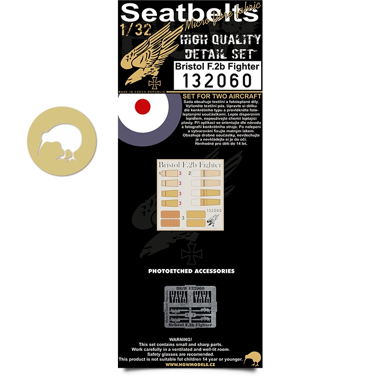 1/32 Bristol F.2b Fighter - Fabric Seat Belts  - 2 sets Wingnut Wings