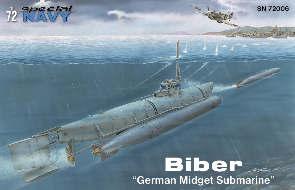 Plastikový model ponorky 1/72 Biber German Midget Submarine