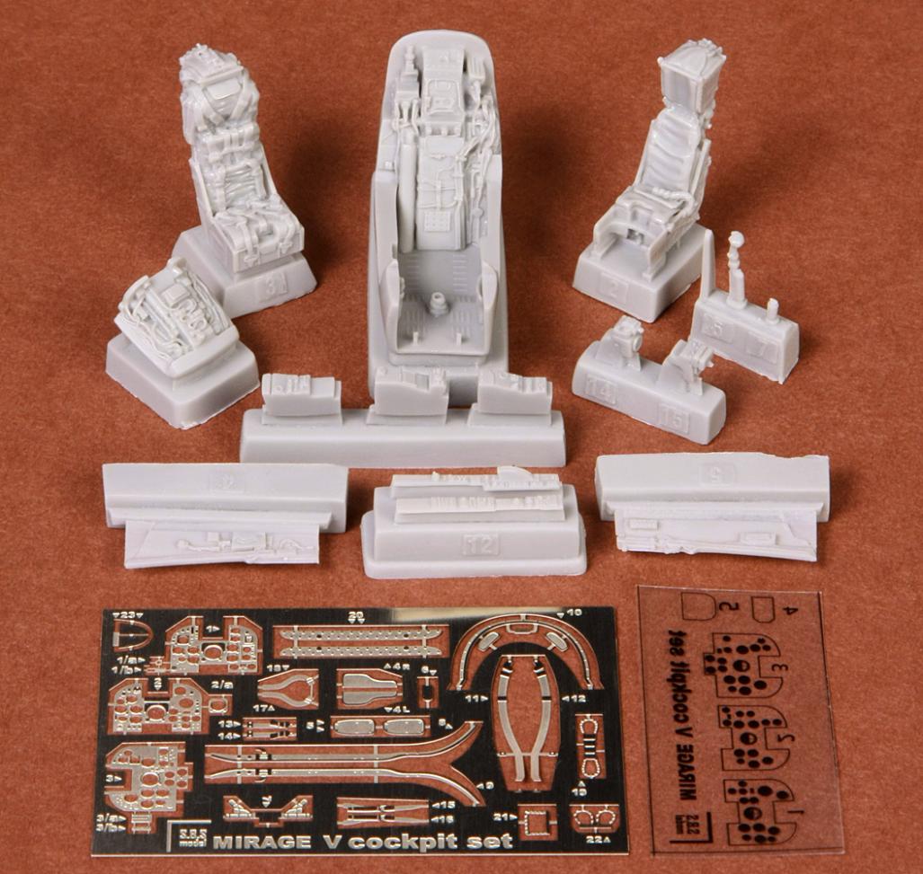 1/48 Mirage 5 cockpit set - Resin+PE for Kinetic