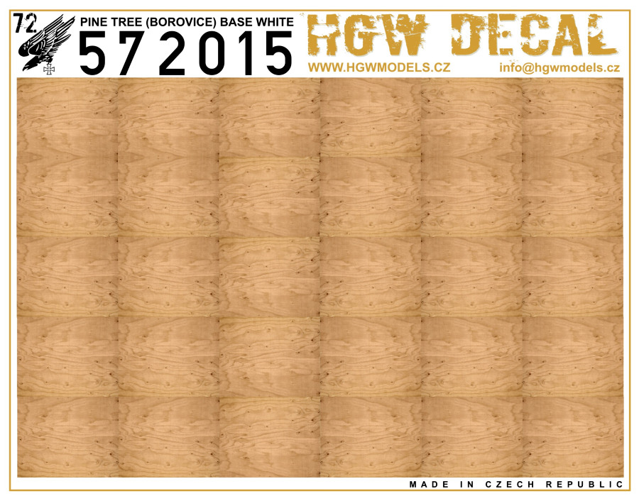 1/72 Pine Tree - Natural - Decals Wood Grain - base white sheet: A5