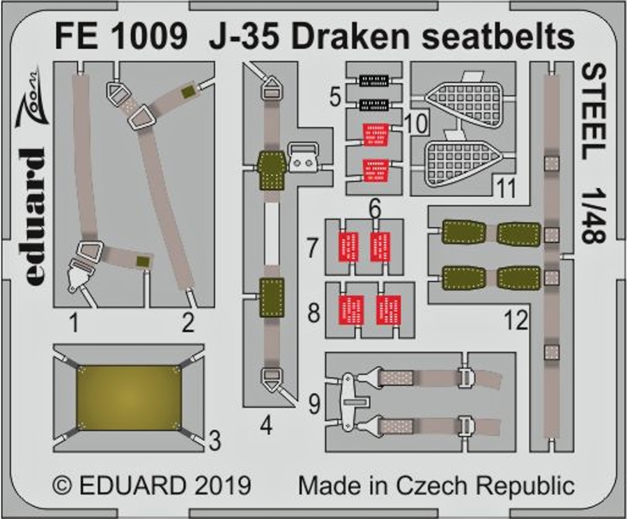 1/48 J-35 Draken seatbelts STEEL for HASEGAWA kit