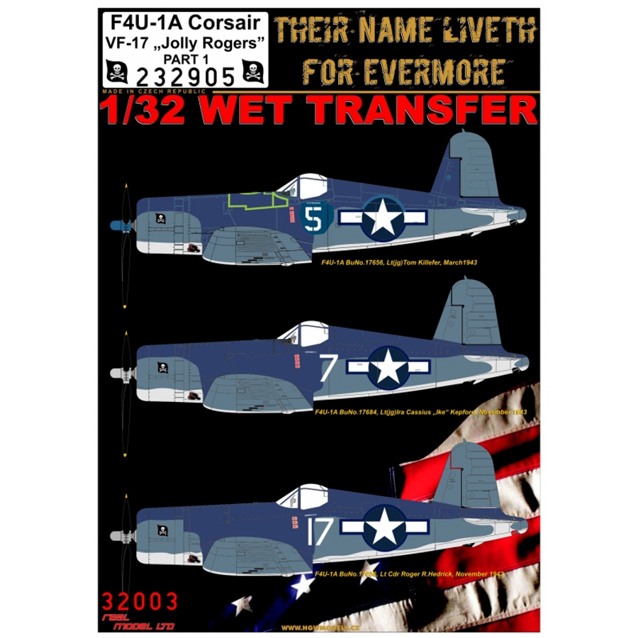 1/32 F4U-1 Corsair - Markings - Wet Transfers - Jolly Rogers