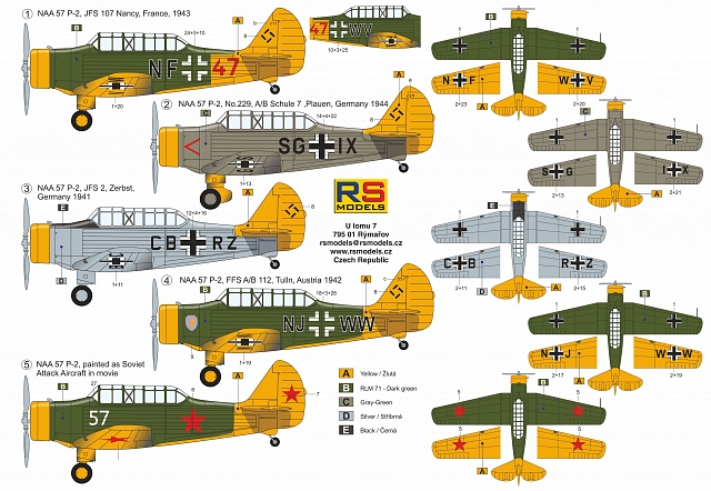 Plastikový model letadla 1/72 NAA-57 "Luftwaffe" 5 decal v. for Luftwaffe