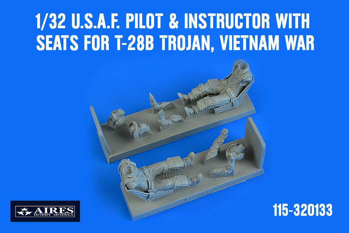 1/32 U.S.A.F. Pilot & Instructor with seats for T-28B Trojan, Vietnam War for KITTY HAWK kit