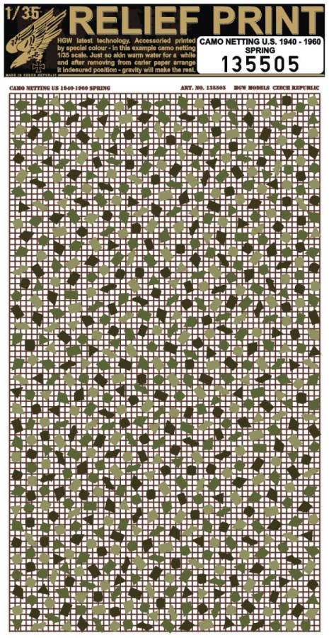 1/35 US Camo Netting - 1940-60 - Spring - Relief Print - sheet: approx. 11 x 19 cm