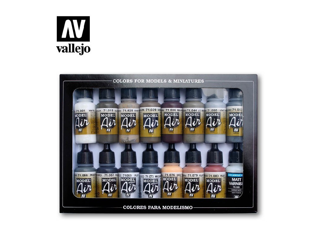 Sada akrylových barev pro Airbrush Vallejo Model Air Set 71194 Weathering Set (16)