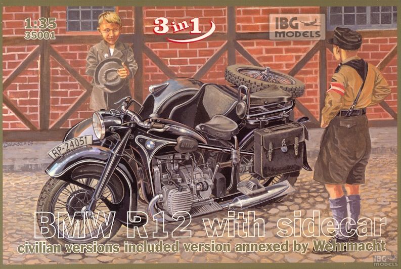1/35 BMW R12 with sidecar - civilian version ( 3 in 1)