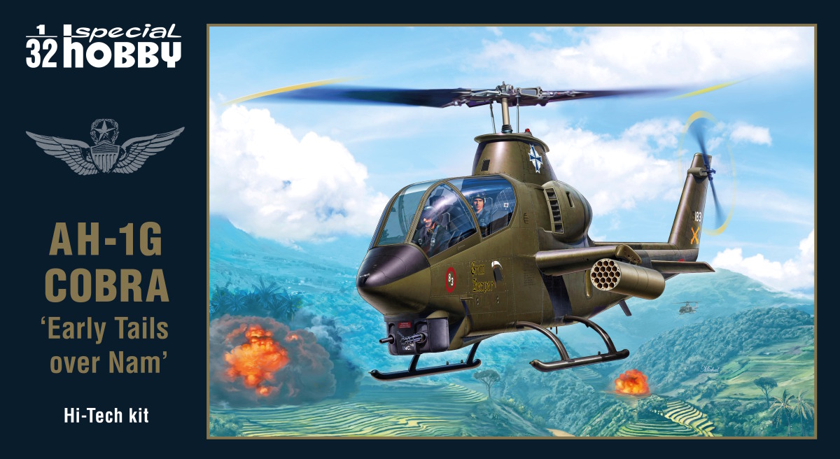 Plastikový model vrtulníku 1/32 AH-1G Cobra ‘Early Tails over Vietnam’ Hi-Tech Kit