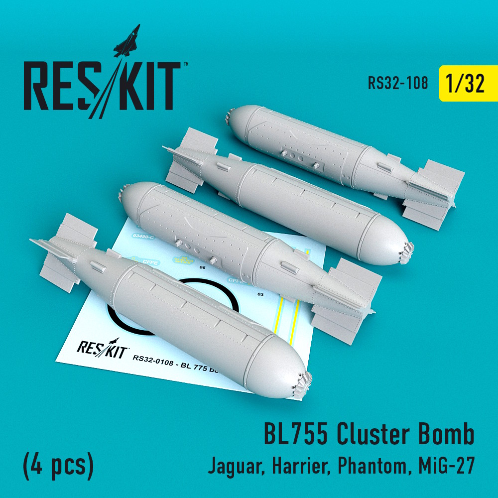 BL755 Cluster bombs (4 pcs) (Jaguar, Harrier, Phantom, MiG-27) (1/32)