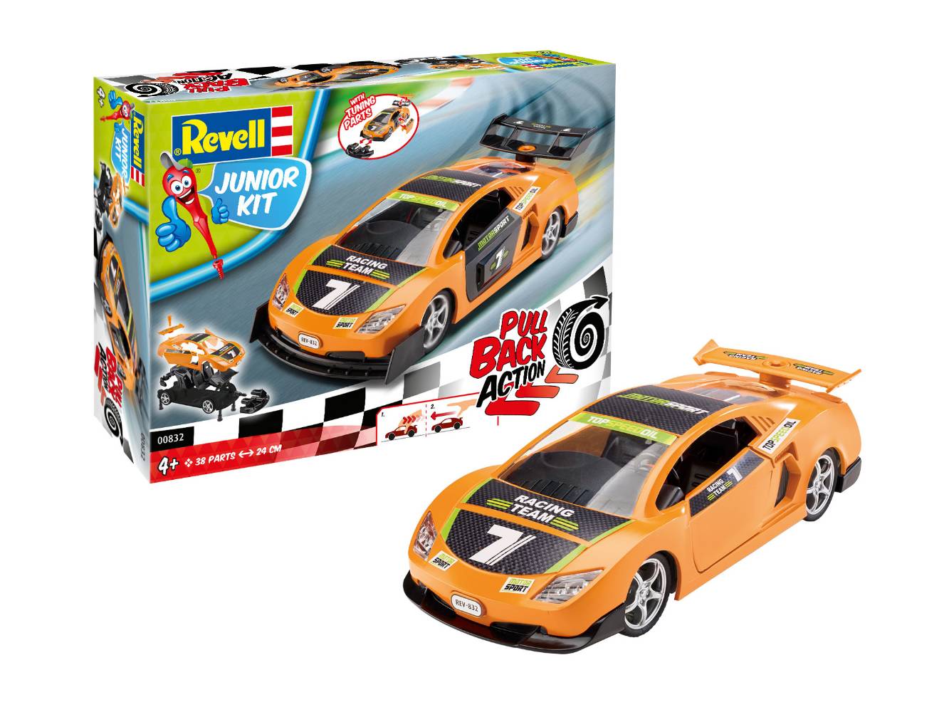 Junior Kit auto 00832 - Pull Back Racing Car (oranžové) (1:20)