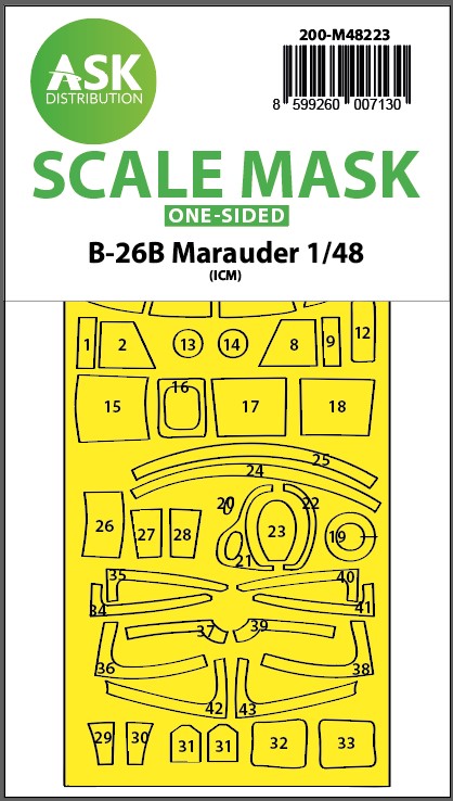 1/48 B-26B Marauder one-sided express fit mask for ICM