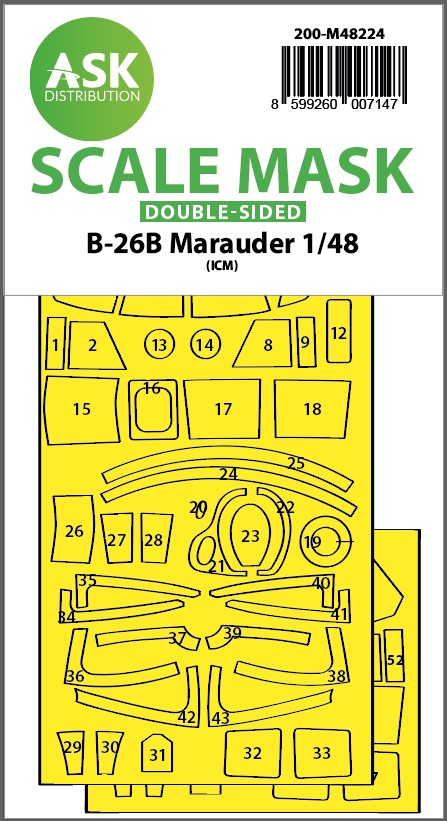 1/48 B-26B Marauder double-sided express fit mask for ICM